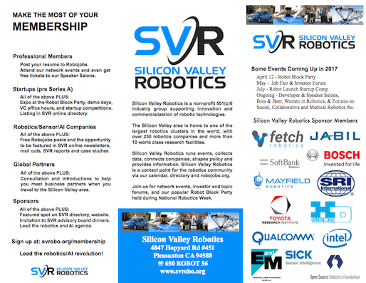 Silicon Valley Robotics Membership Flyer